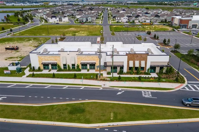 a view of a swimming pool with lawn chairs and plants