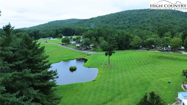 a view of a golf course with a garden