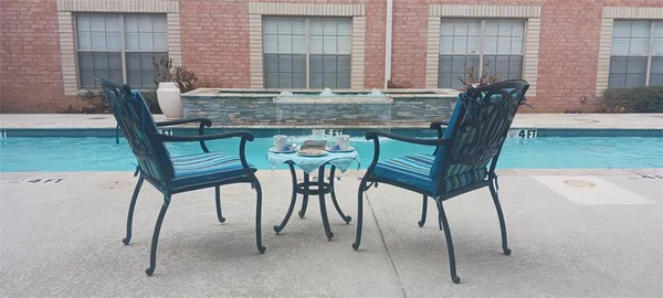 a view of an outdoor seating area
