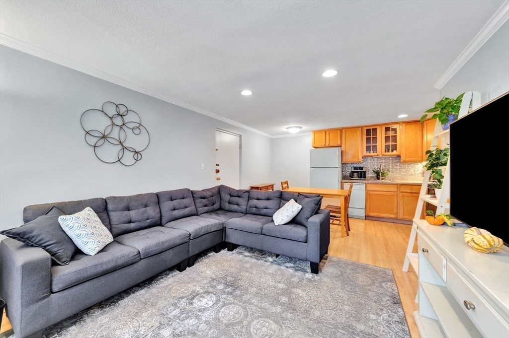 588 Main Street, Unit 3C Stoneham, MA 02180 - Photo 13 of 24 a living room with furniture and a flat screen tv