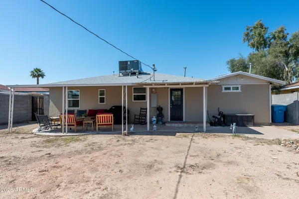 a view of a house with a patio