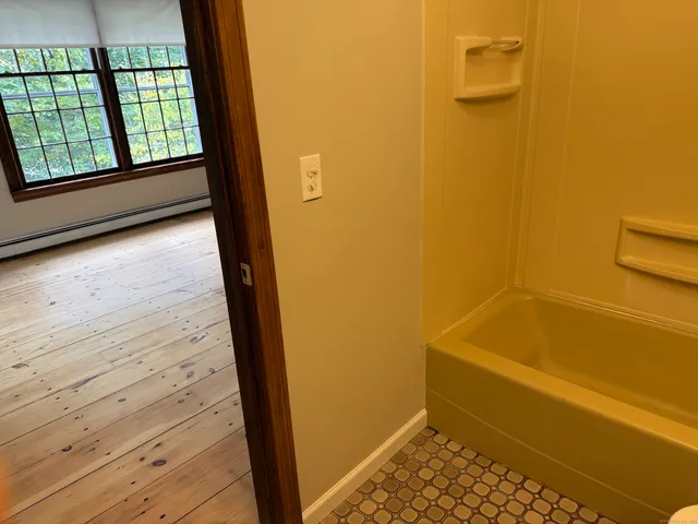 a bathroom with a tub