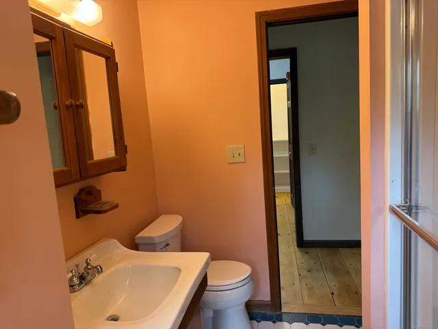 a bathroom with a toilet and a sink