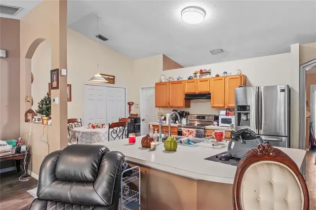 a kitchen with lots of counter top space