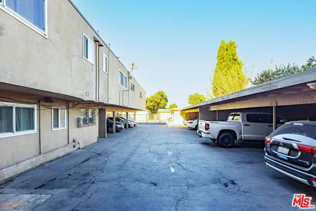 a view of a car in back of a garage