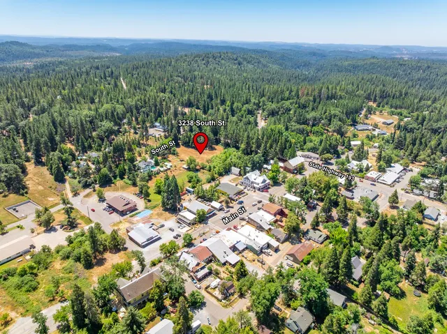 a view of a city and mountain