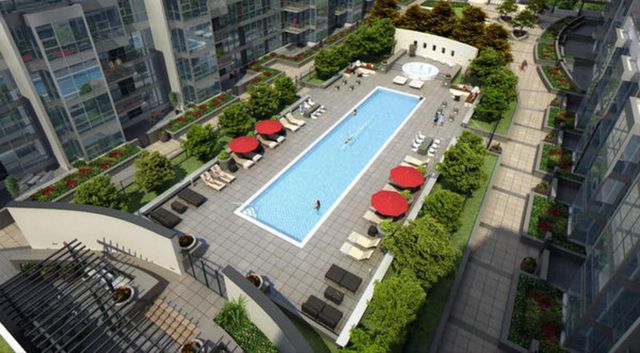 a view of swimming pool with outdoor seating