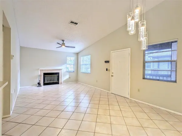 a view of a livingroom with a fireplace