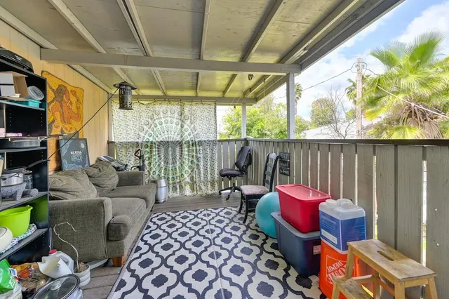 a outdoor living space with furniture