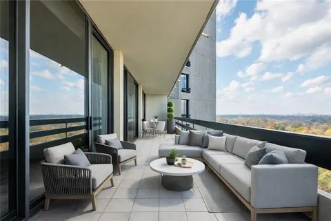 a view of a city from a balcony