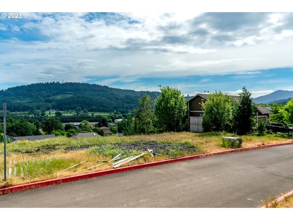 a view of a lake with houses in the back