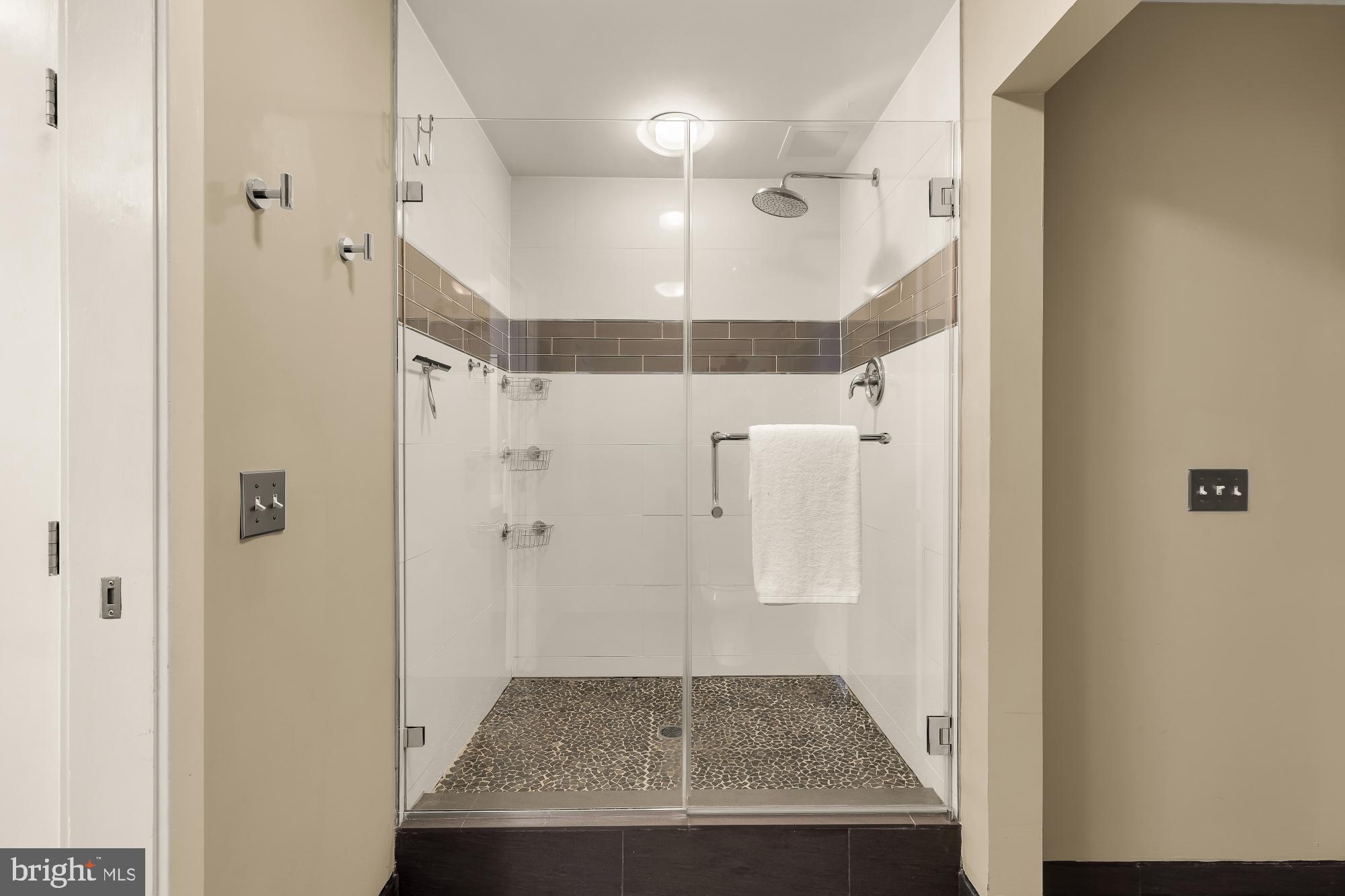 910 M Street Northwest, Unit 804 Washington, DC 20001 - Photo 23 of 32 Sleek glass shower with modern finishes.