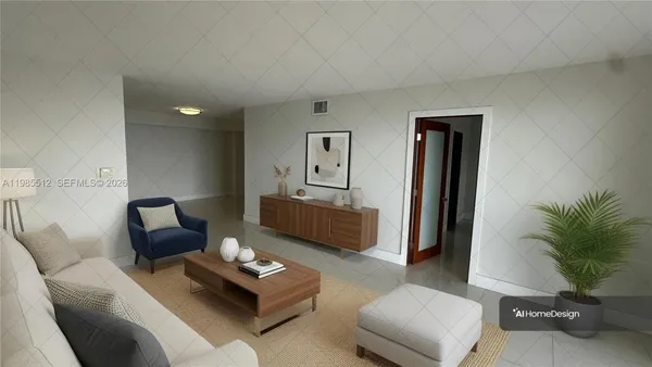 an empty room with a bathroom