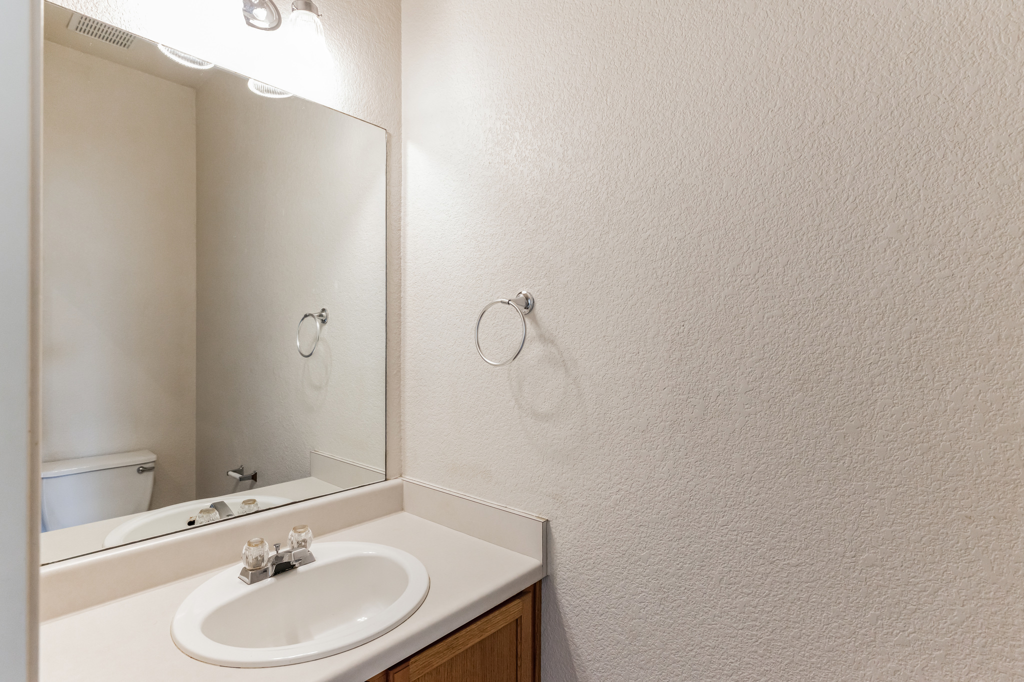 1107 East 3rd Street Georgetown, TX 78626 - Photo 13 of 36 Bathroom with vanity and a textured wall