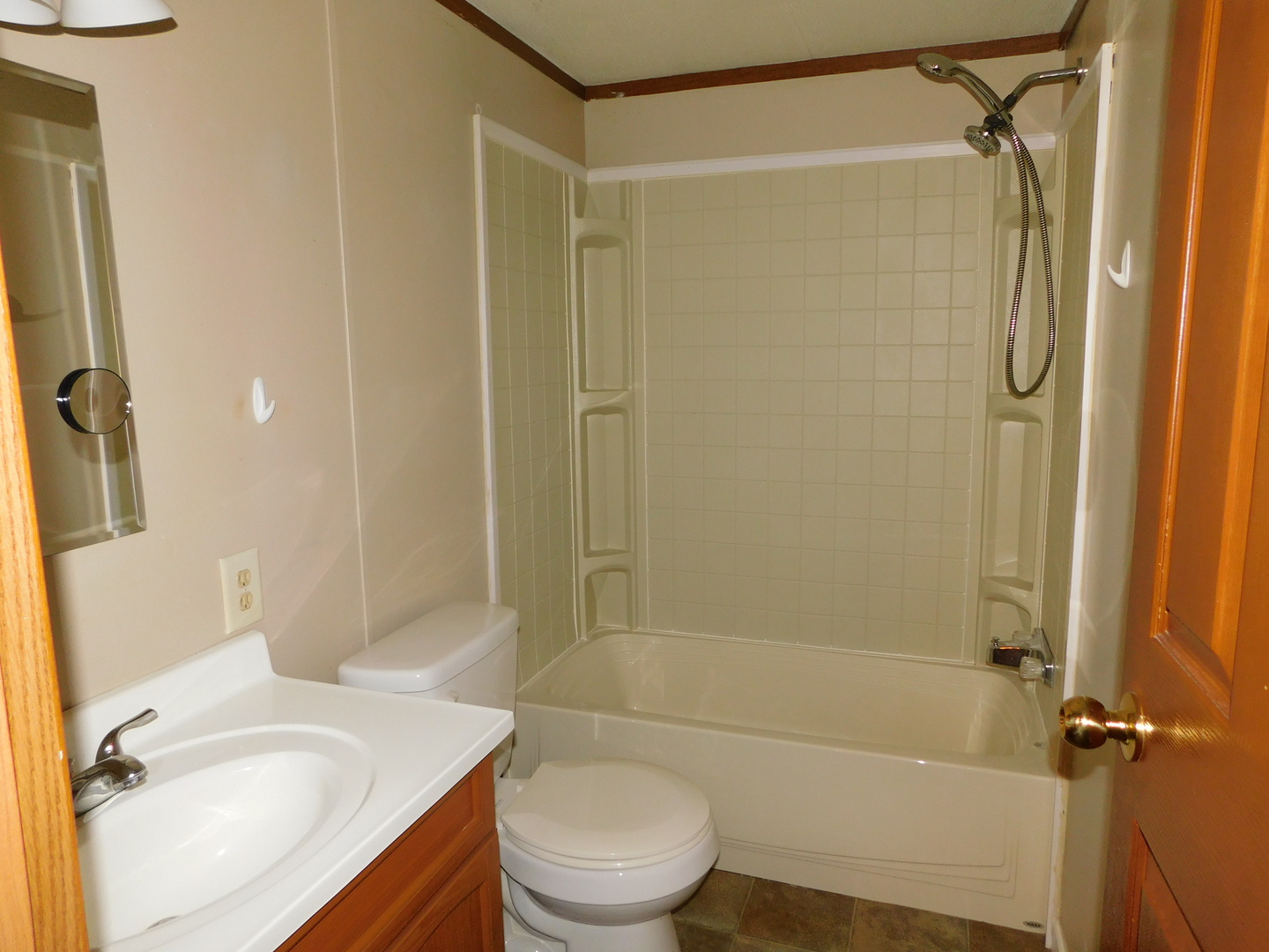 69 Apple Lane Bourbonnais, IL 60914 - Photo 9 of 11 a bathroom with a granite countertop bathtub shower sink vanity and toilet