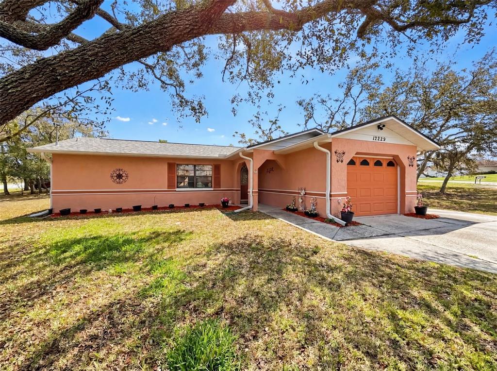 12229 Cedro Street Spring Hill, FL 34609 - Photo 2 of 50 a front view of a house with garden