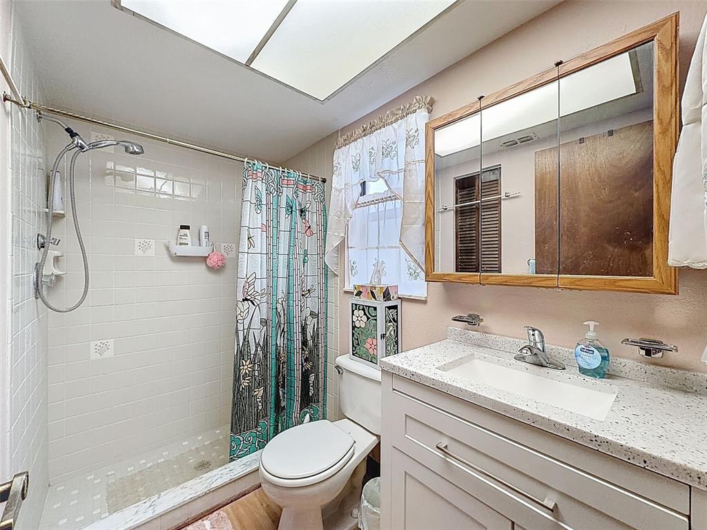 12229 Cedro Street Spring Hill, FL 34609 - Photo 25 of 50 a bathroom with a granite countertop sink toilet and shower