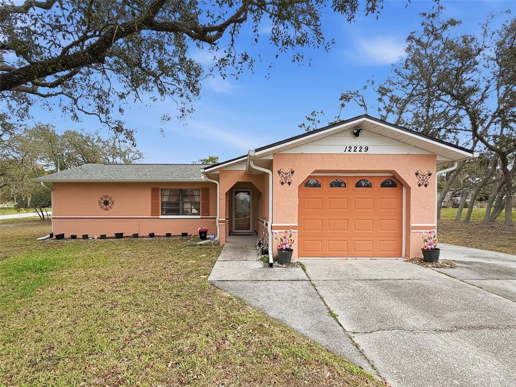 12229 Cedro Street Spring Hill, FL 34609 - Photo 49 of 50 a front view of a house with garden