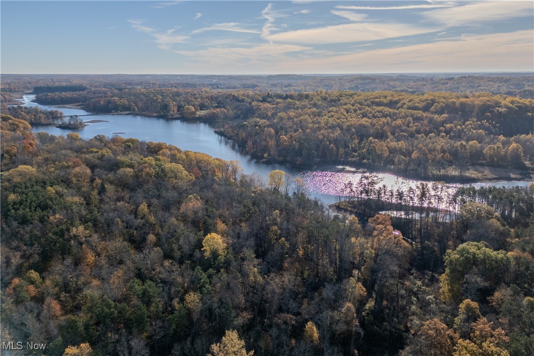 1394 Saxe Road Mogadore, OH 44260 - Photo 4 of 39 Aerial view of property and surrounding area featuring a forest and a large body of water