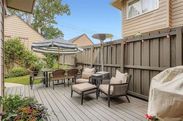 a view of a patio on the deck