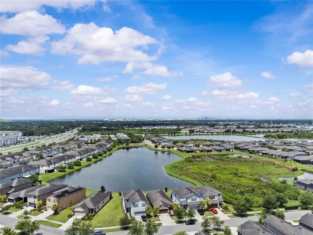 an aerial view of a city