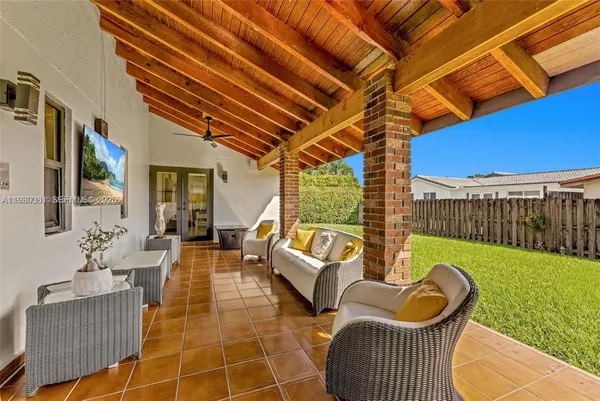 a house view with a garden space