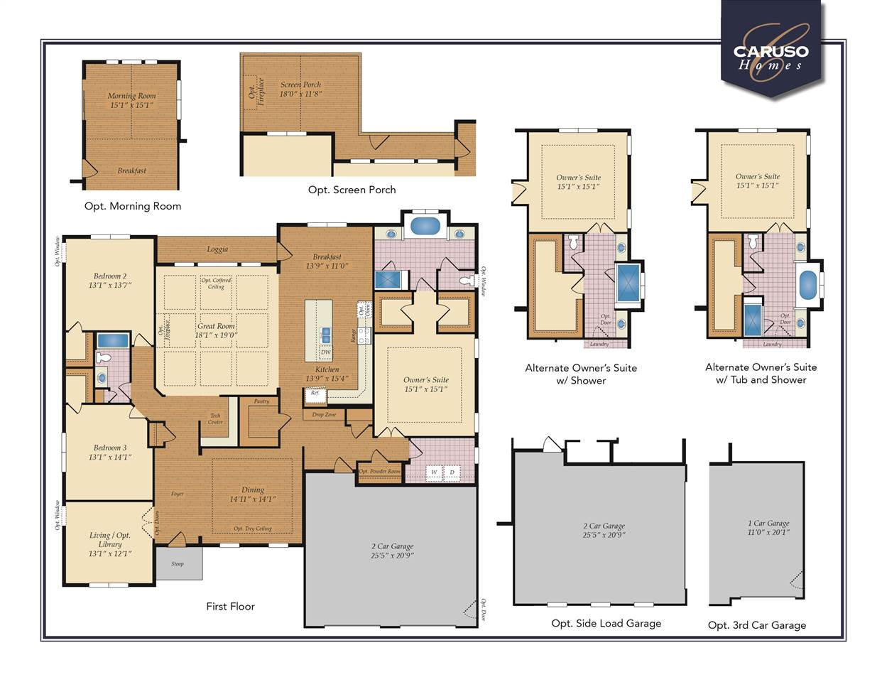 First Floor Plan - additional options available Charleston Floor Plan
