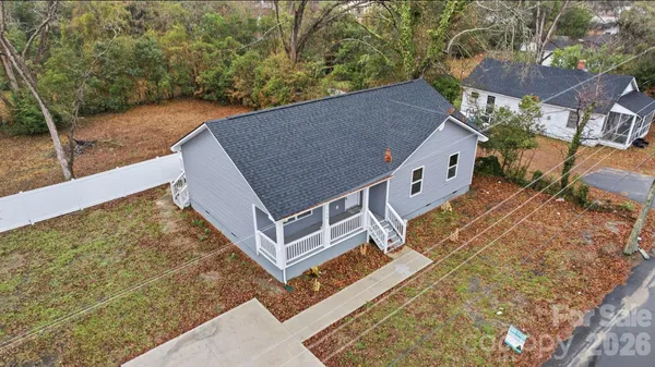 an aerial view of a house