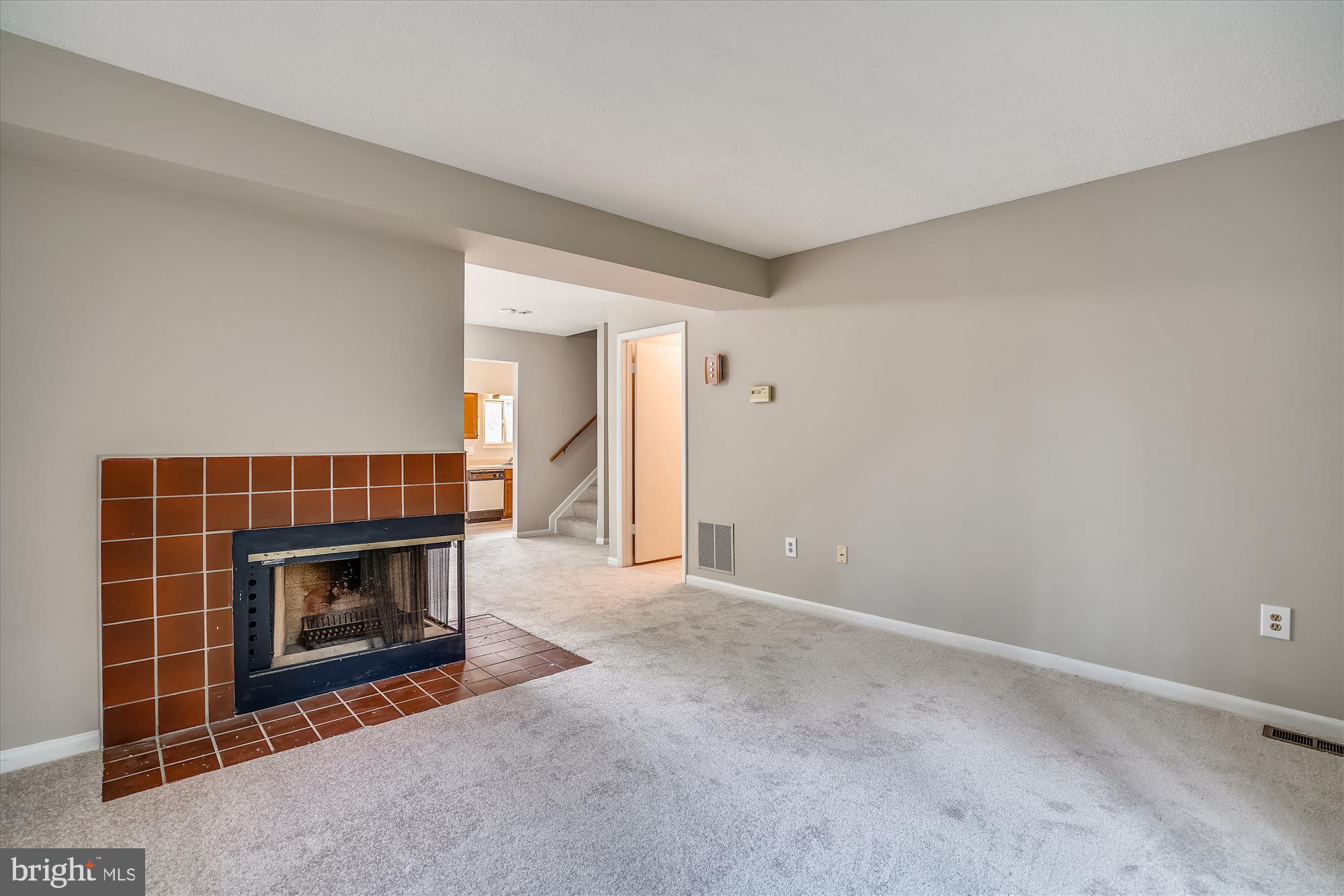 Looking across living room