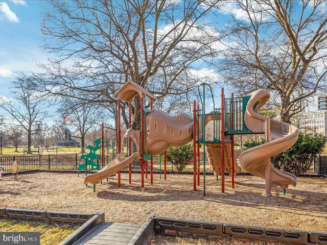 a view of a park with trees