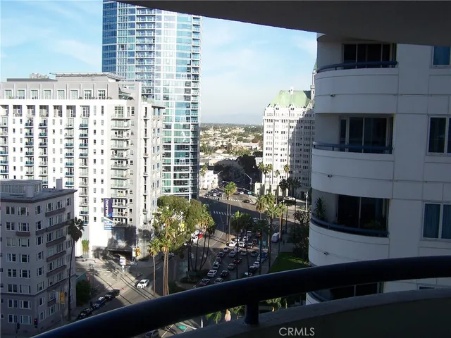 a view of a balcony with an outdoor space