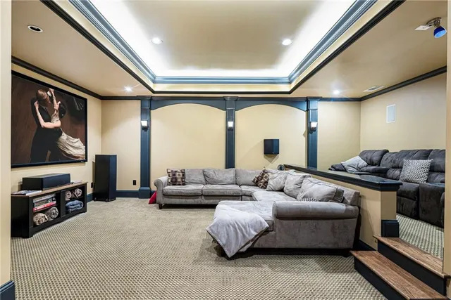 an aerial view of a house with a garden