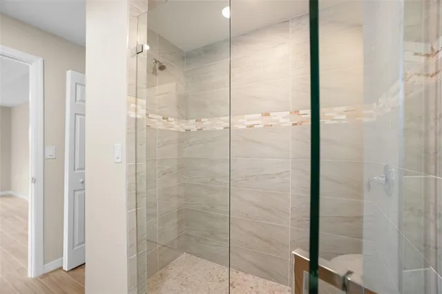 a bathroom with a shower