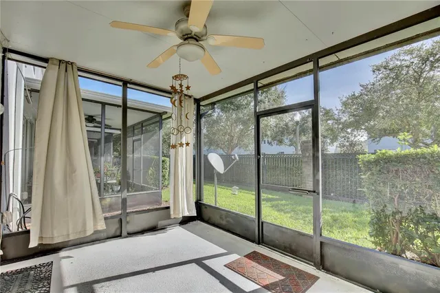 a living room with a large window