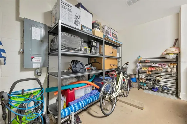 a view of a garden with a fountain
