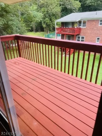 a view of a wooden deck