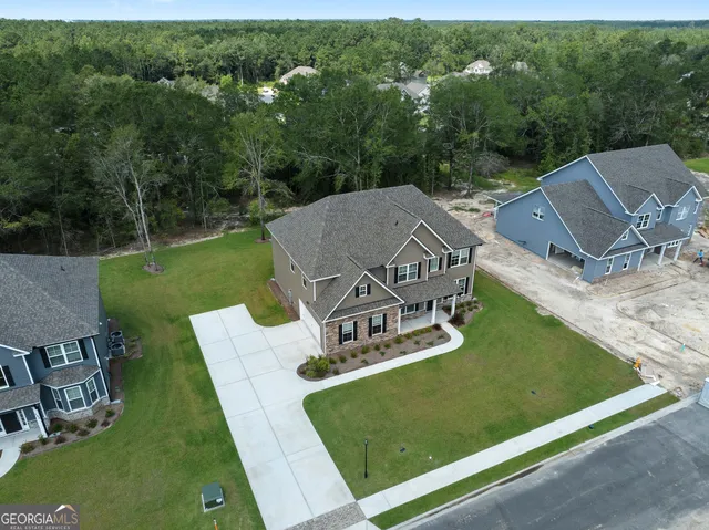 an aerial view of a house