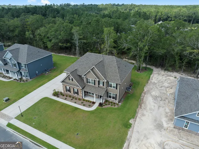 an aerial view of a house