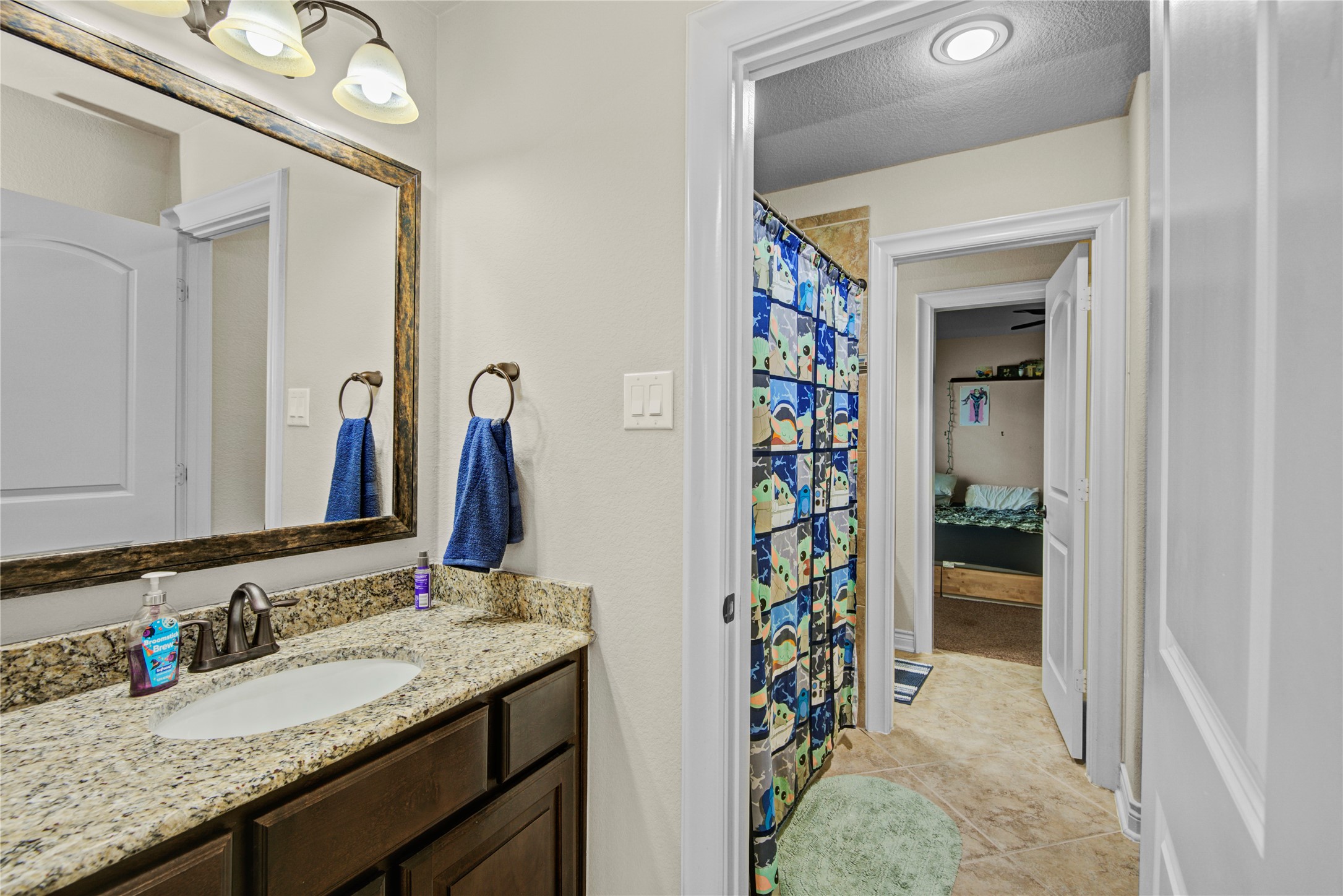 4315 Sanctuary Halls Spring, TX 77388 - Photo 28 of 50 a bathroom with a granite countertop sink and a mirror