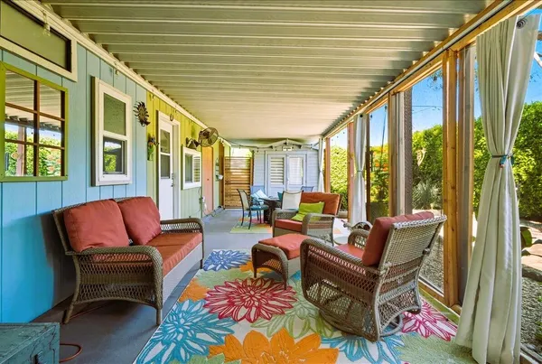 a outdoor living space with furniture