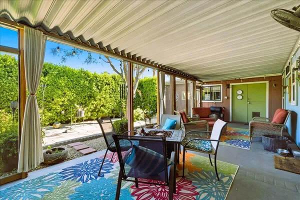 a outdoor space with furniture