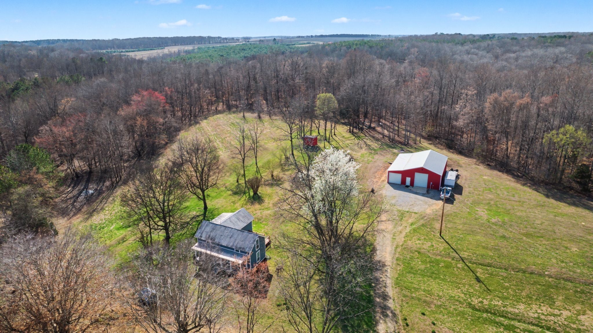 77 Warren Hollow Road Five Points, TN 38457 - Photo 37 of 45 an aerial view of a house with a yard and large trees