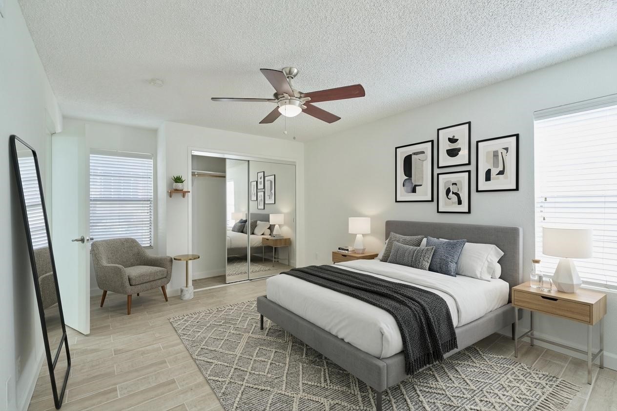 12900 Walden Road, Unit 601F Montgomery, TX 77356 - Photo 17 of 28 Virtually staged bedroom option 2. This is a nice size bedroom with 2 windows in the room.