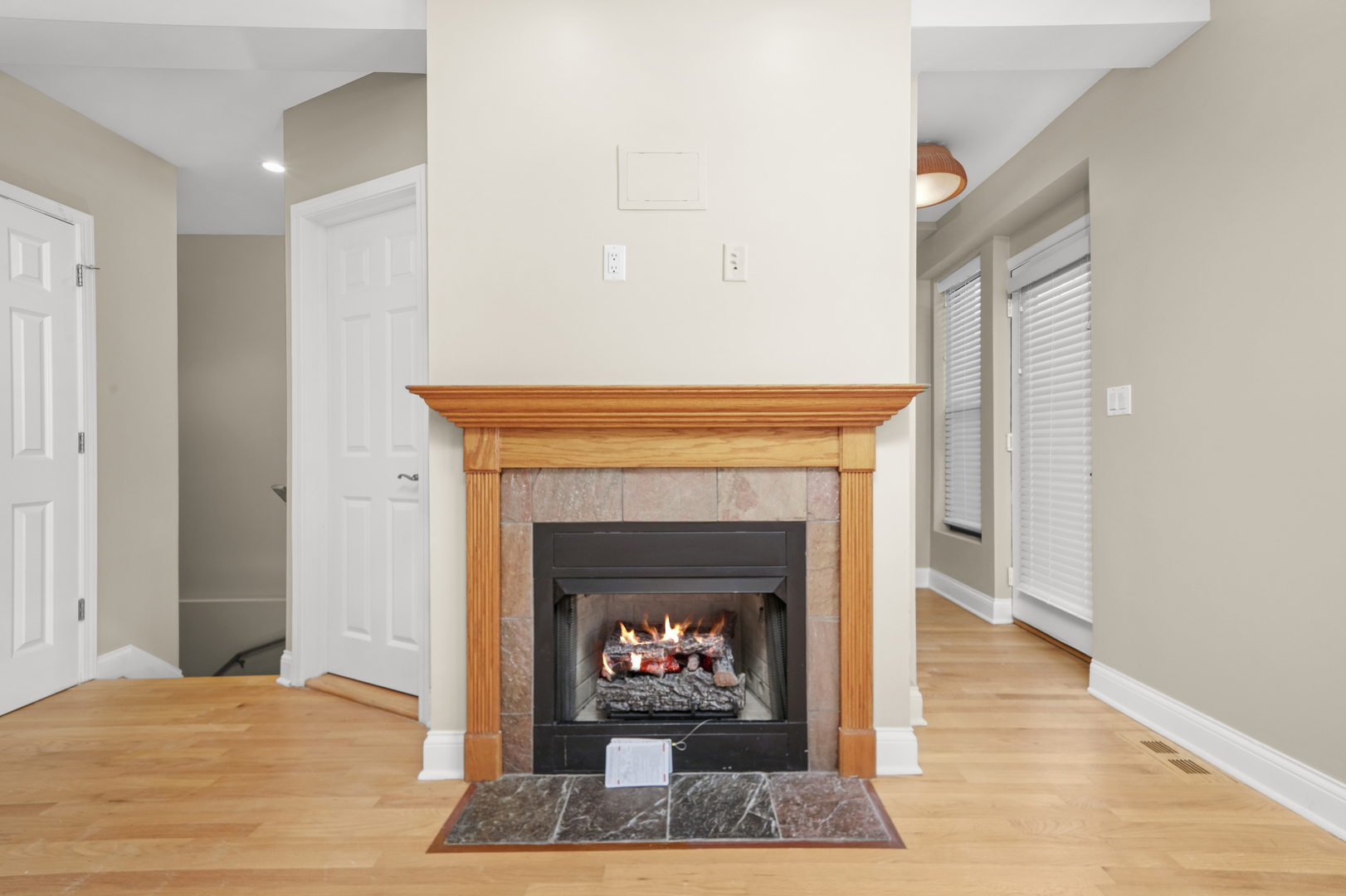 1640 West Ohio Street, Unit 1R Chicago, IL 60622 - Photo 7 of 13 a living room with furniture and a fireplace