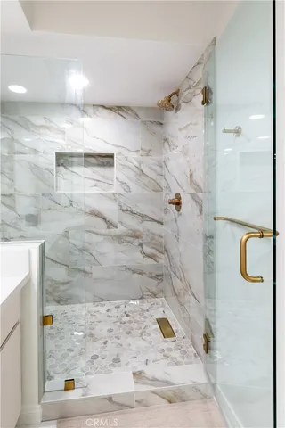 a bathroom with a shower
