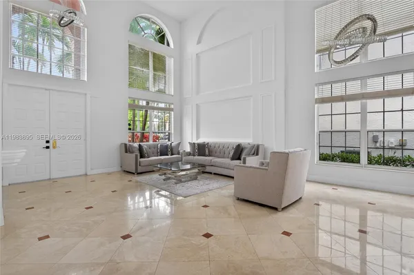 a living room with furniture