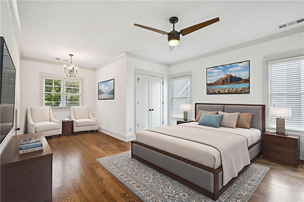 213 Ohm Avenue Avondale Estates, GA 30002 - Photo 35 of 43 a bedroom with a large bed and a window