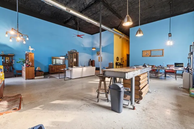 a view of a room with a roof