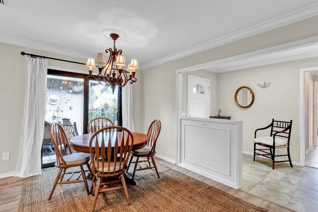 a table and chairs in a room