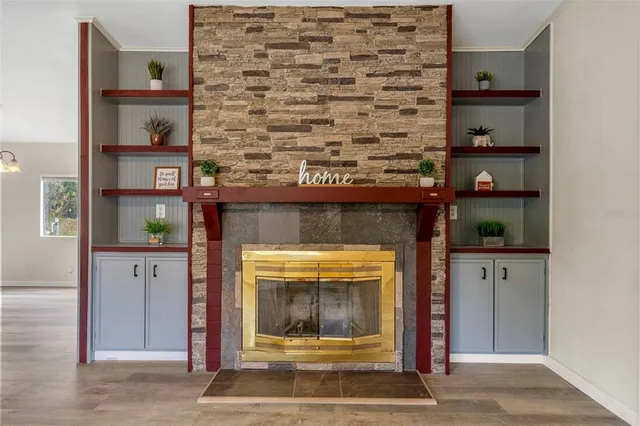 a view of a room with racks on the wall